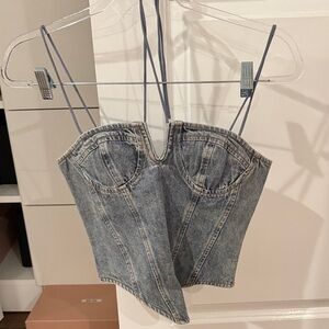 Lioness Del Gato corset faded denim new with tags